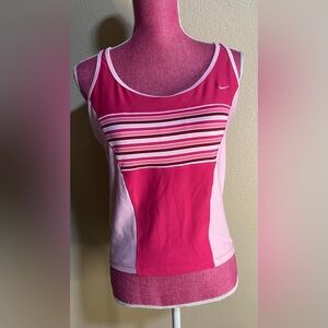 Nike Women's Pink and White Striped Tank Top size XL